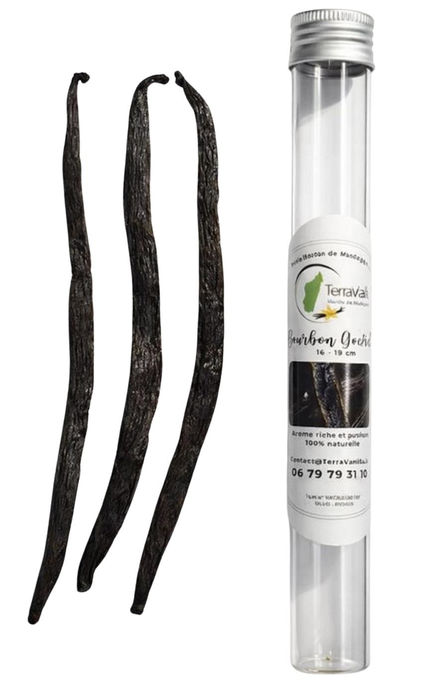 Madagascar Vanilla, Gourmet, 17-19 cm, 3 Pods (Glass Tube)