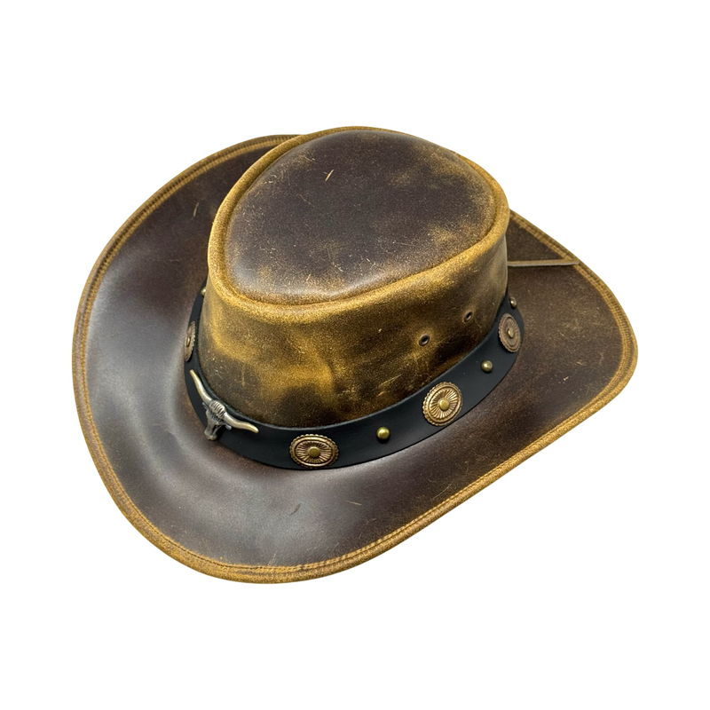 Lederhut Western Cowboy – Outdoor Hut Reiten, Wandern & Abenteuer Burnt Oak