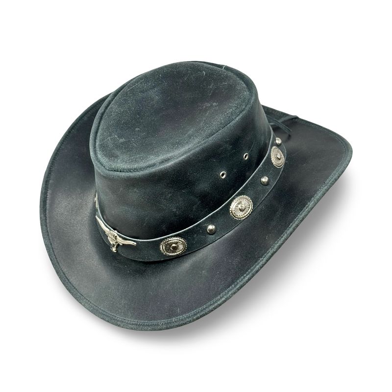 Lederhut Western Cowboy – Outdoor Hut Reiten, Wandern & Abenteuer Coal Black