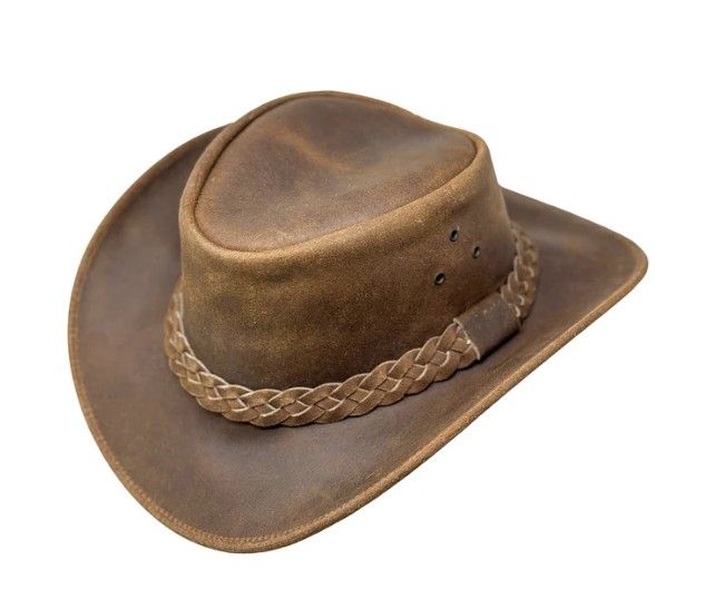 Lederhut Western Cowboy Unisex – Outdoor Hut für Reiten, Wandern & Abenteuer Braun