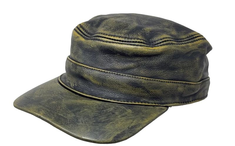 CUBA Cap Ledercap Basecap Echt Leder Schildmütze Schirmmütze Mütze Grey/Green