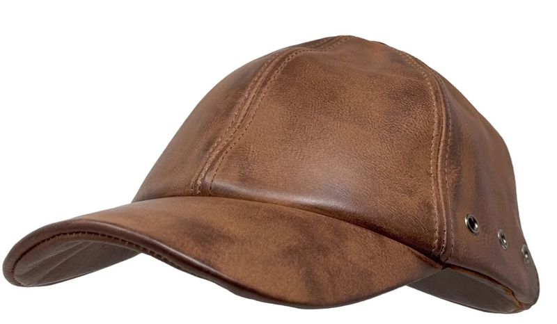 Baseball Cap Leder Outdoor Biker Kappe Lederkappe Käppi Unisex Redish