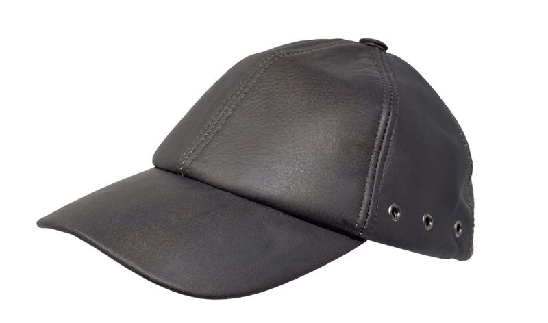 Baseball Cap Leder Outdoor Biker Kappe Lederkappe Unisex Dunkelbraun