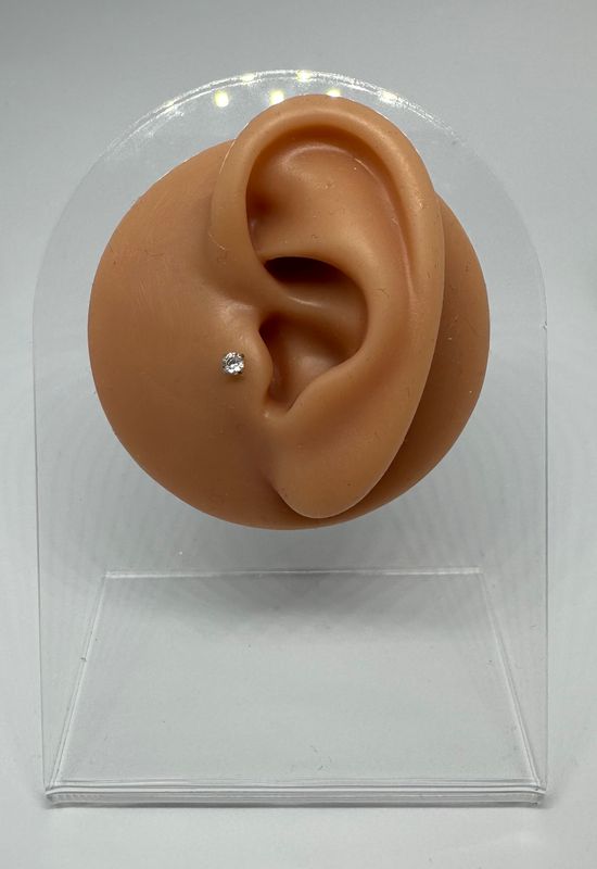Tragus piercing PRECIOUS STONE zilver, chirurgisch staal