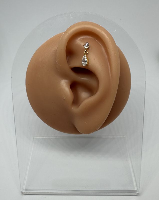 Flat piercing DIAMOND DROP goud , titanium