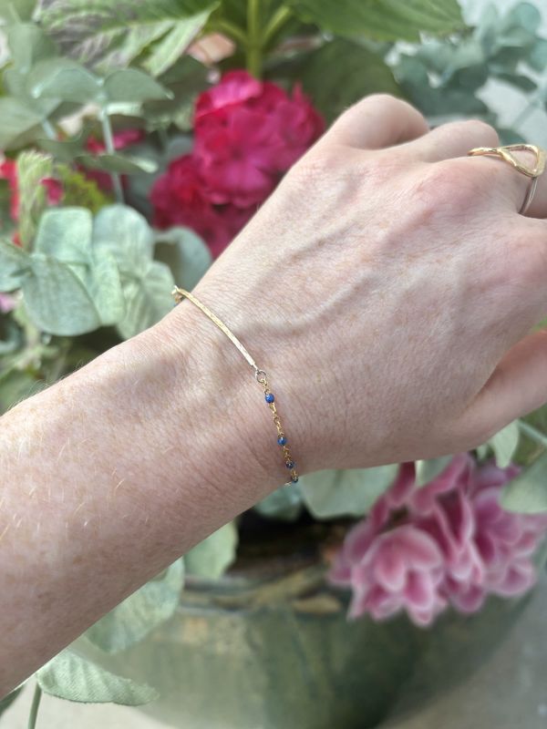 Gai Russo Bar Bracelet Gold Filled with Blue Enamel Beads