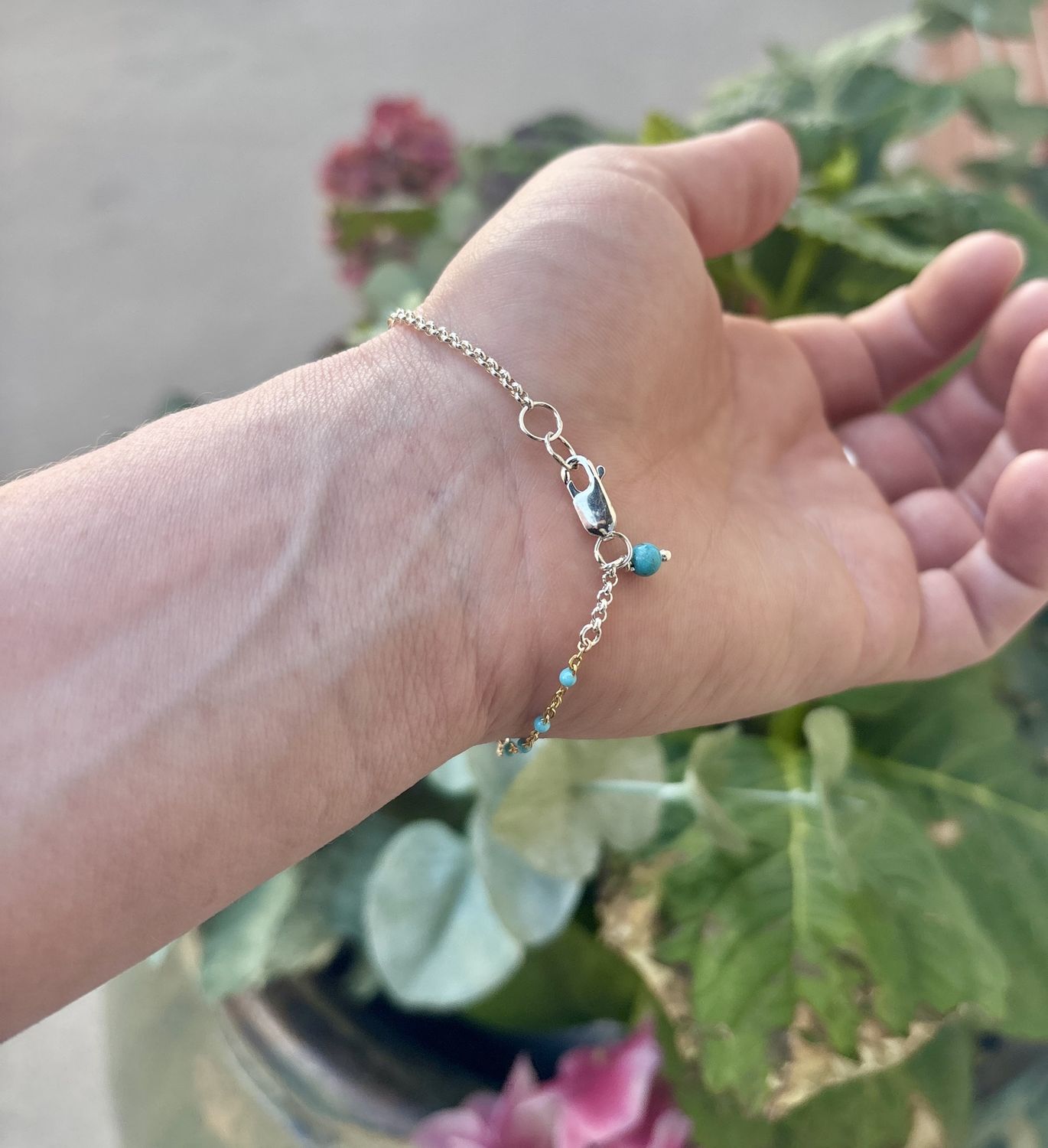 Gai Russo Bar Bracelet Gold Fill with Turquoise Enamel Beads