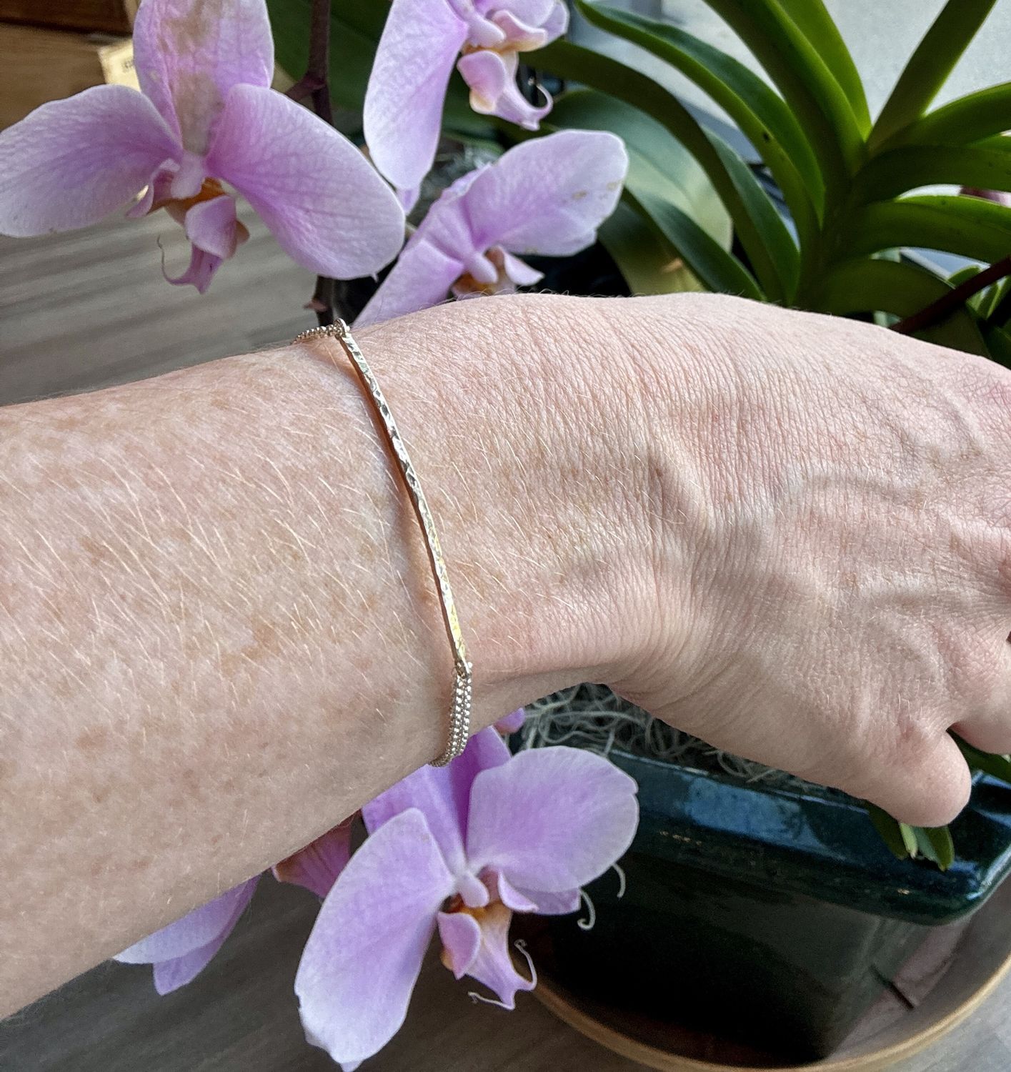 Gai Russo Bar Bracelet, Gold Fill on Sterling Silver Chain