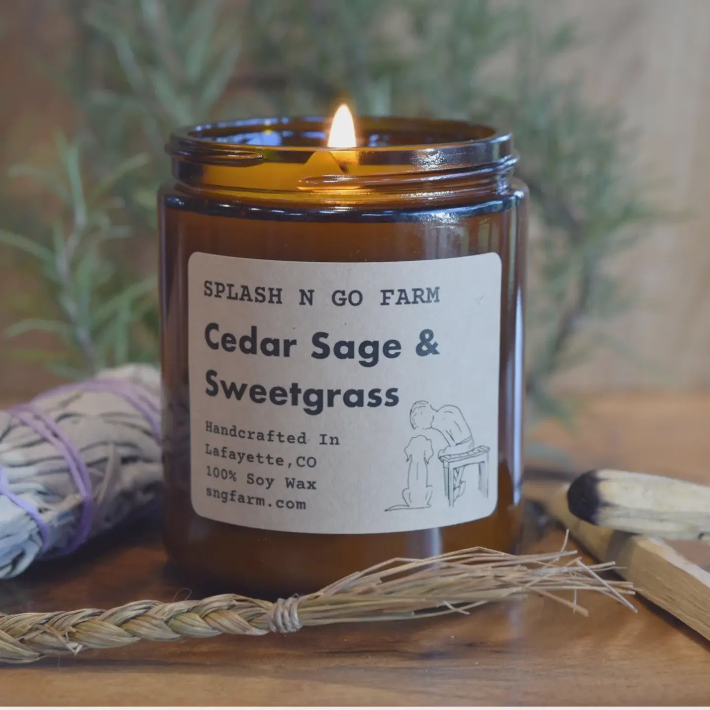 Splash N Go Cedar Sage &amp; Sweetgrass Soy Candle