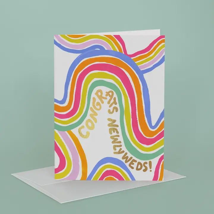 Idlewild Co. Groovy Newlyweds Greeting Card With Gold Foil