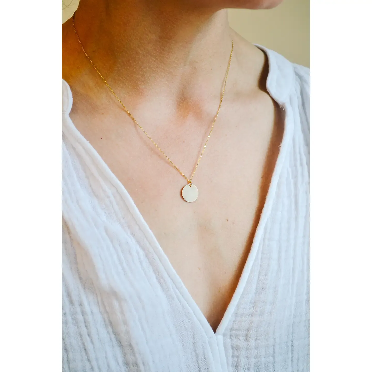 Heritage &amp; Bloom Gold Fill Disc Necklace 16"
