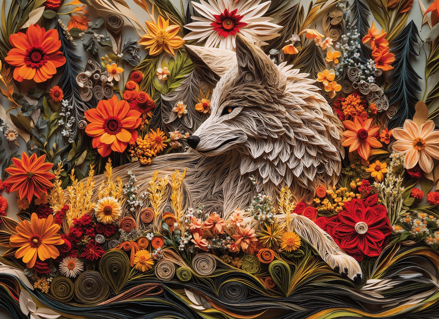 Final Piece Puzzles Wildflower Wolf No. 15