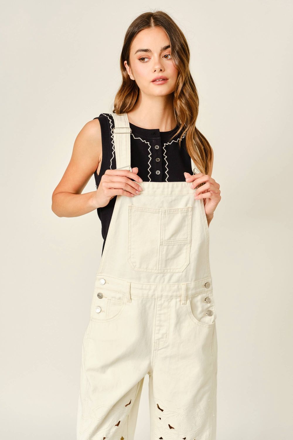 Aaron &amp; Amber Cut Out Embroidered Jumpsuit