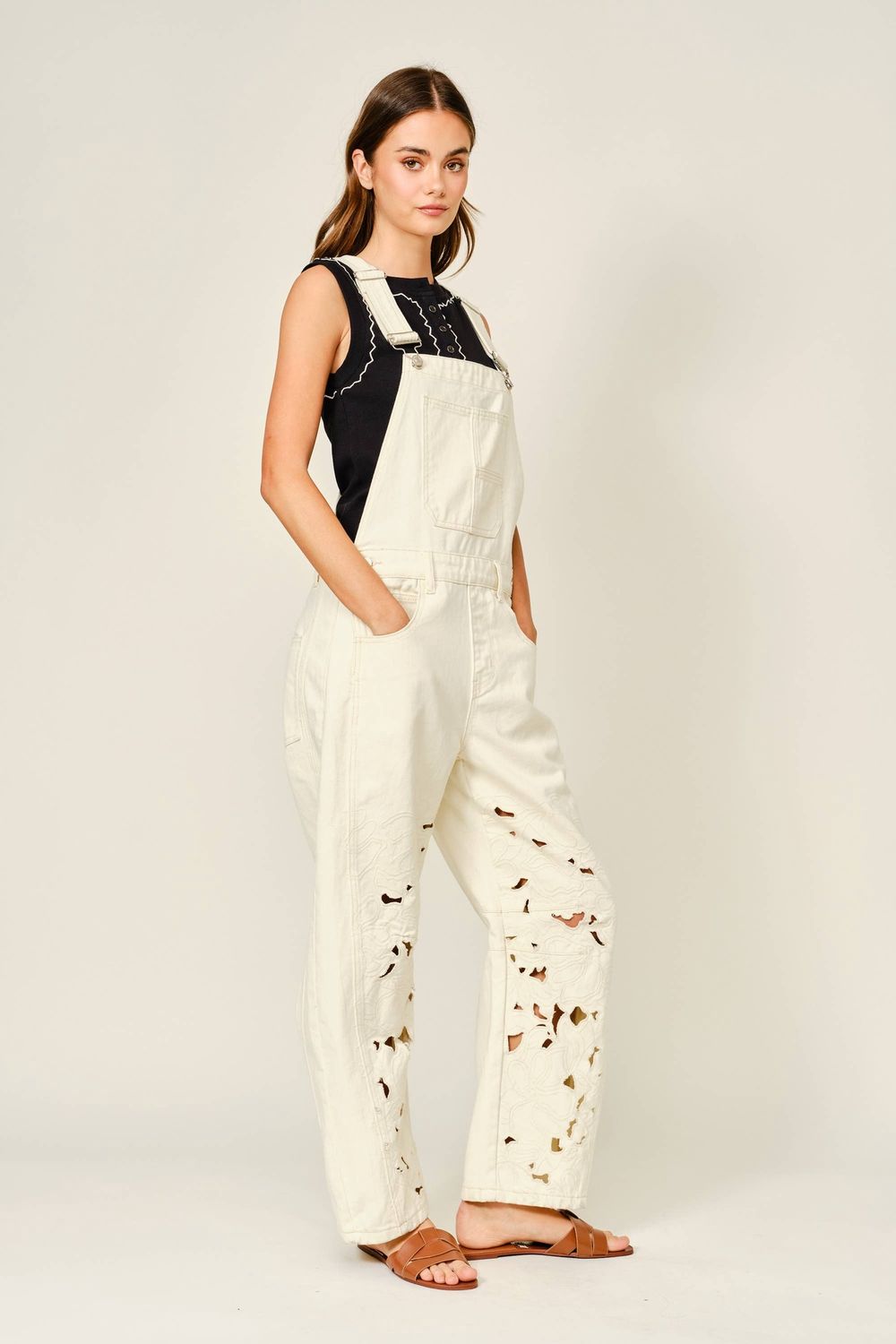 Aaron &amp; Amber Cut Out Embroidered Jumpsuit
