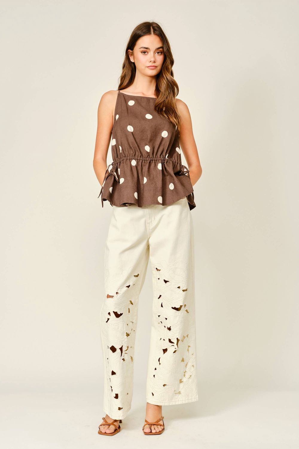 Aaron &amp; Amber Cut Out Embroidered Pants