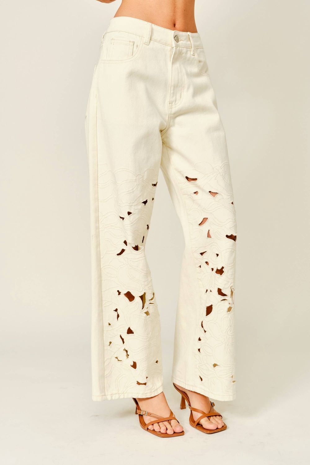 Aaron &amp; Amber Cut Out Embroidered Pants