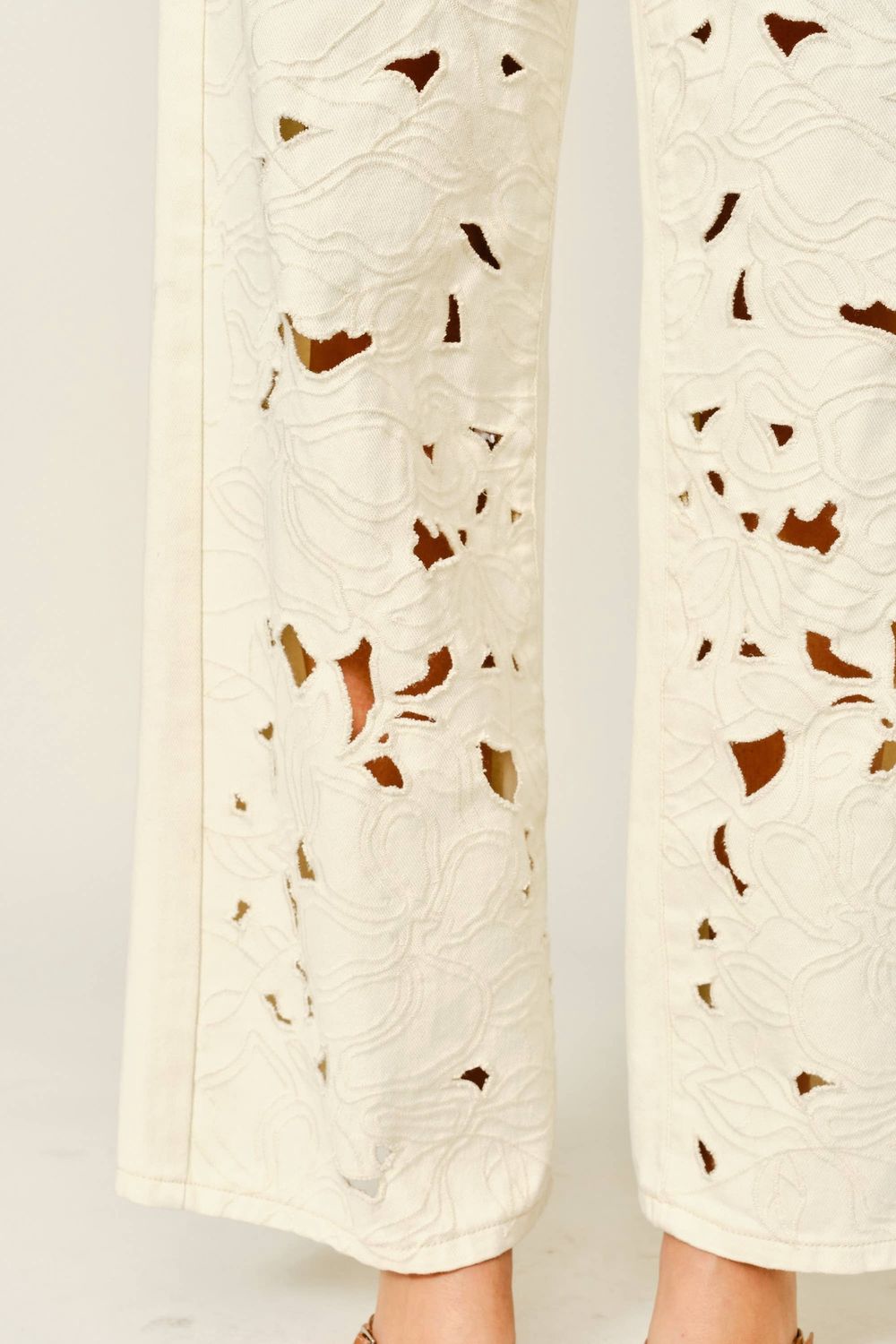 Aaron &amp; Amber Cut Out Embroidered Pants