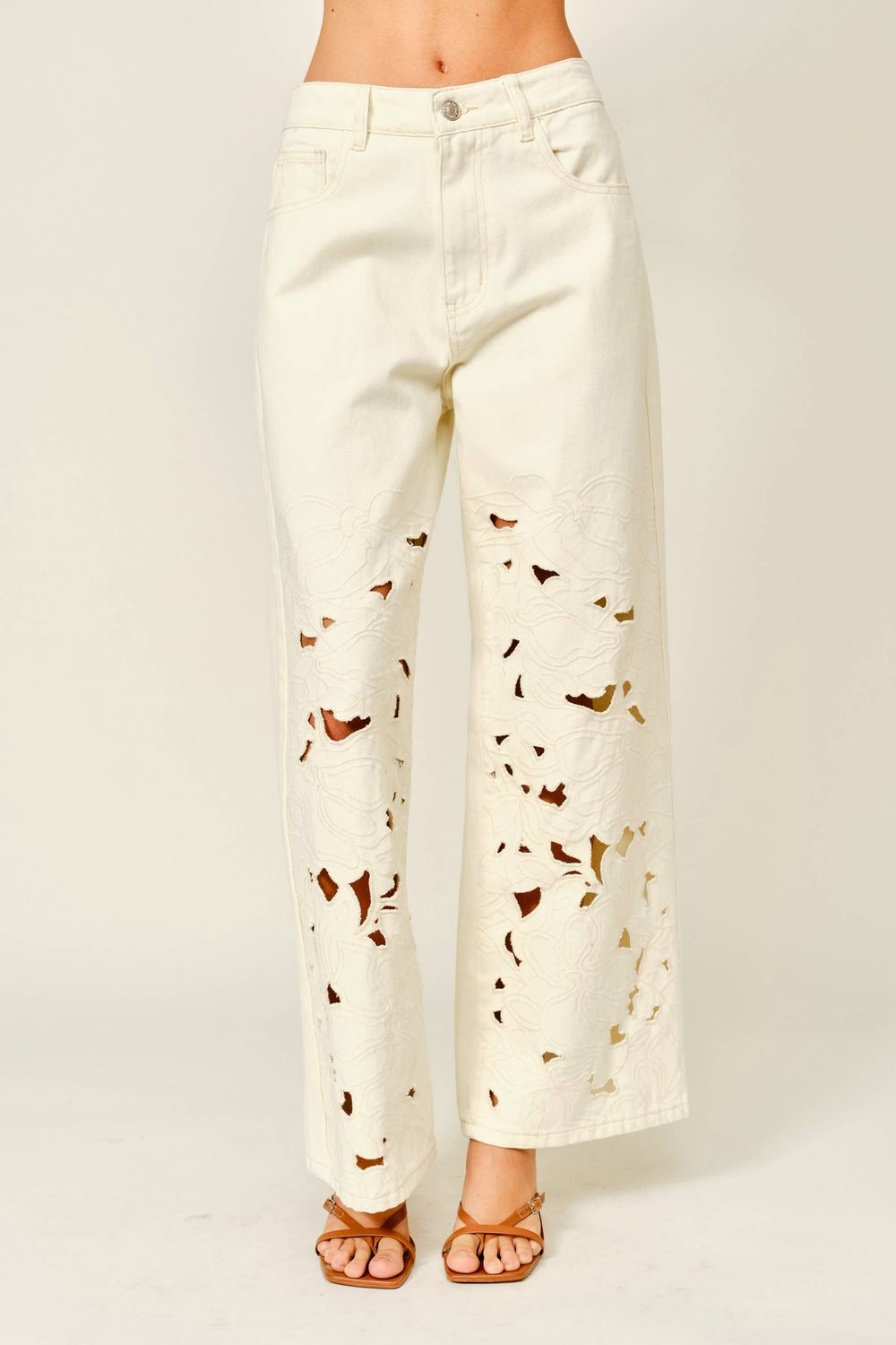 Aaron &amp; Amber Cut Out Embroidered Pants