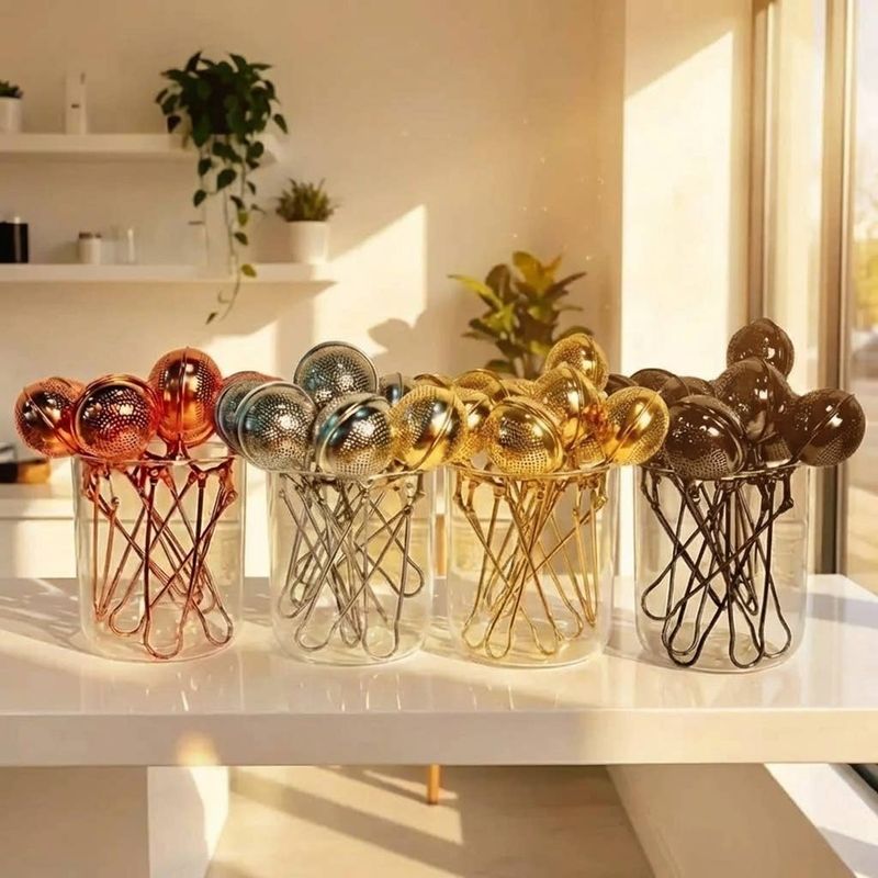 Bamboo Switch Stainless Steel Tea Strainer GOLD