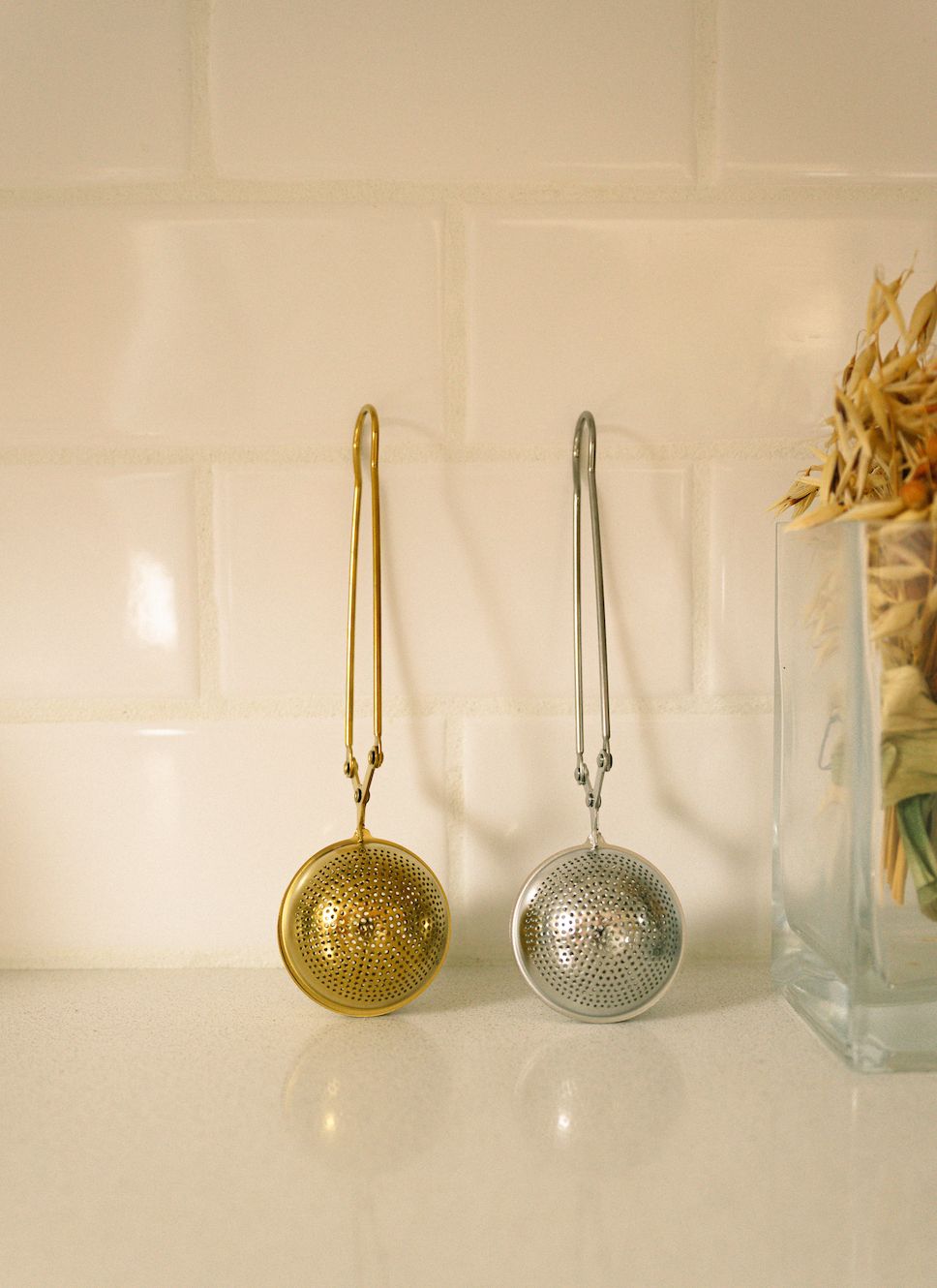 Bamboo Switch Stainless Steel Tea Strainer GOLD