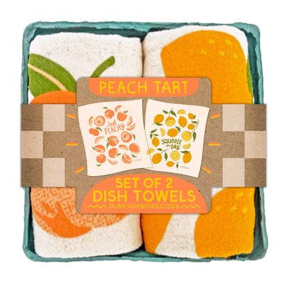 The Neighborgoods Peach Tart Tea Towel Set of 2 (Peach and Lemon)