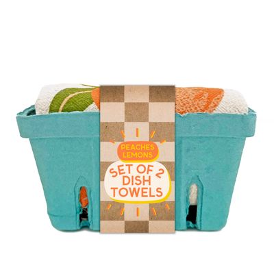 The Neighborgoods Peach Tart Tea Towel Set of 2 (Peach and Lemon)