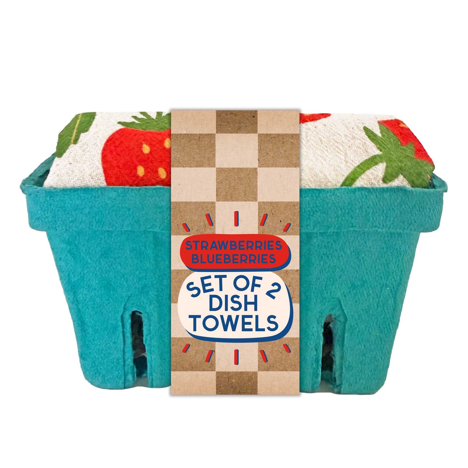 The Neighborgoods Berry Basket Tea Towel Set of 2 (Strawberry and Blueberry)