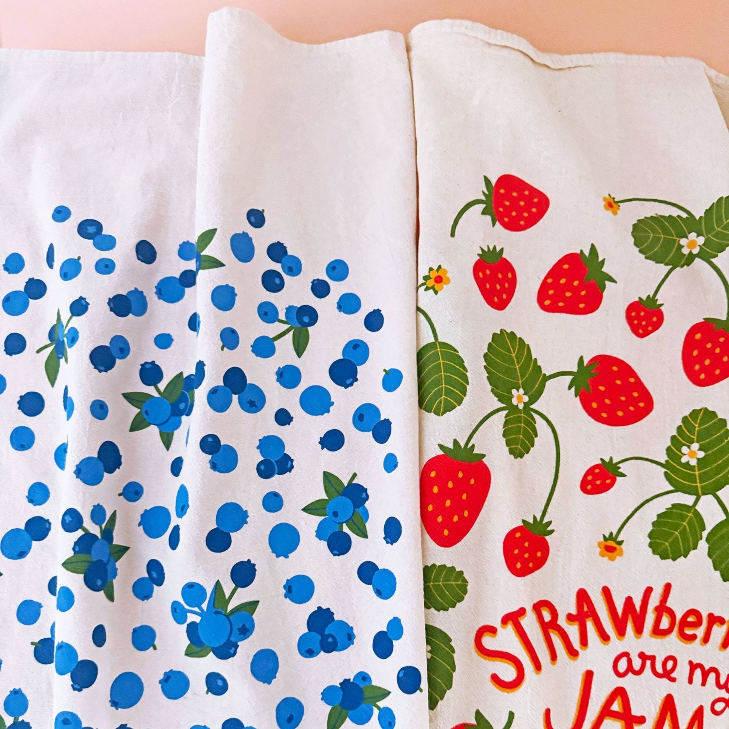 The Neighborgoods Berry Basket Tea Towel Set of 2 (Strawberry and Blueberry)