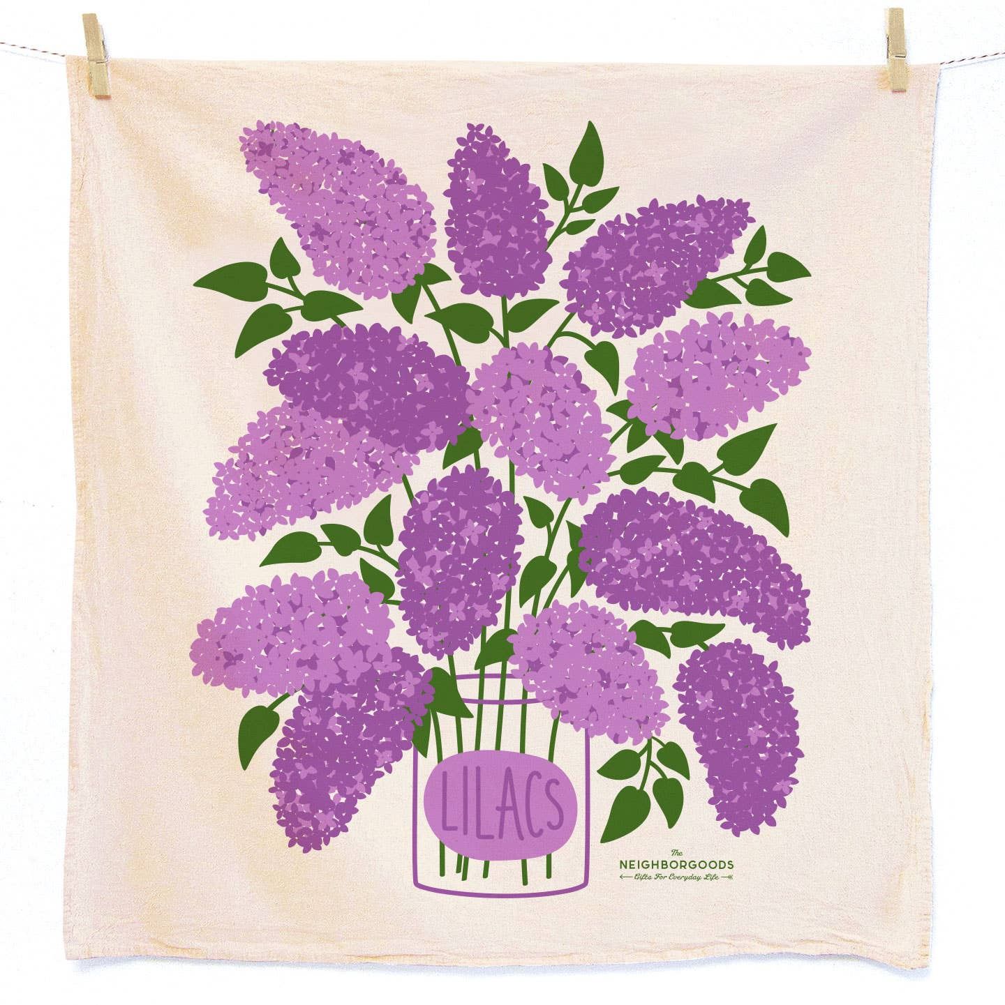 The Neighborgoods Flowers and Herbs Basket Tea Towel Set of 2 (Lilac and Mint)