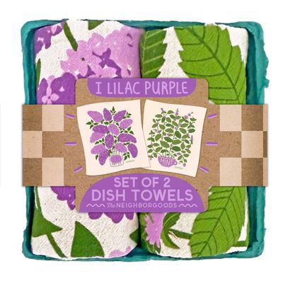 The Neighborgoods Flowers and Herbs Basket Tea Towel Set of 2 (Lilac and Mint)