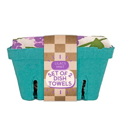 The Neighborgoods Flowers and Herbs Basket Tea Towel Set of 2 (Lilac and Mint)