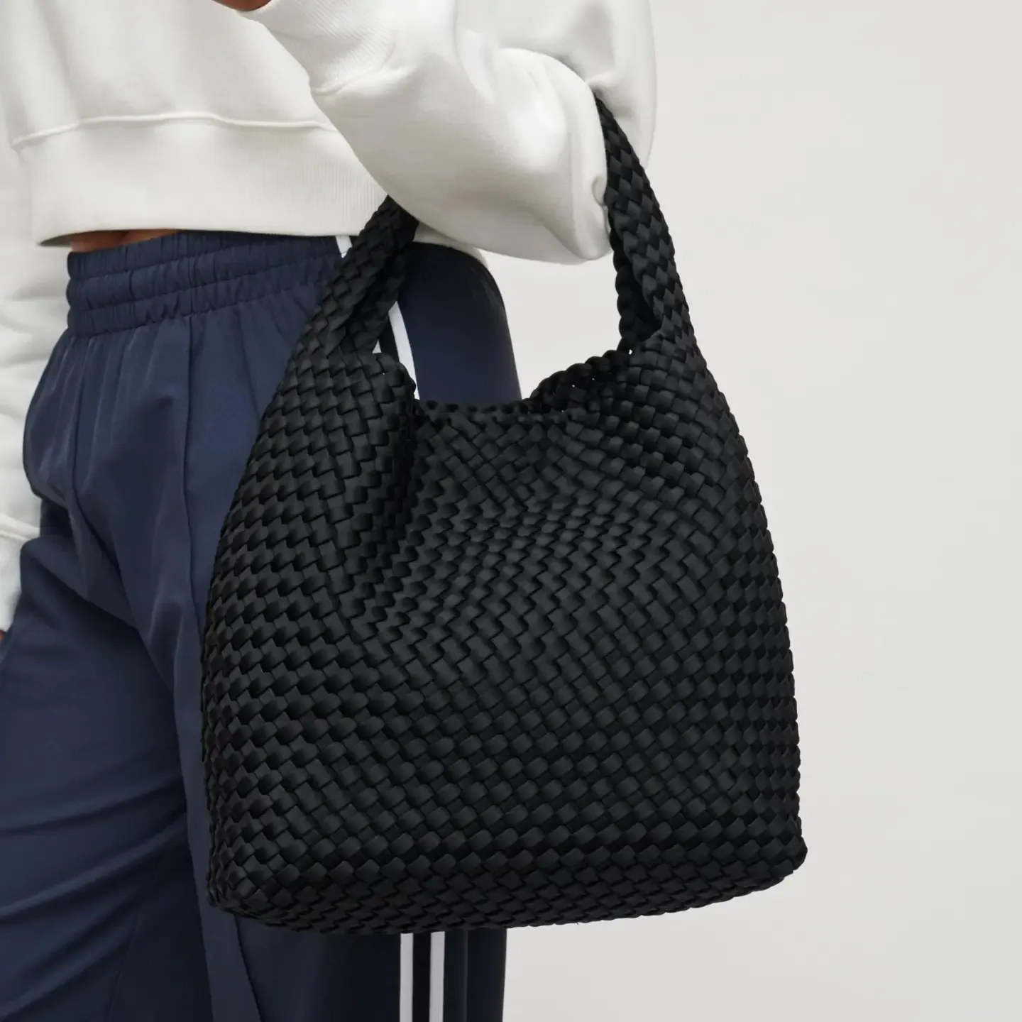Celestial Woven Neoprene Hobo, Color: Black