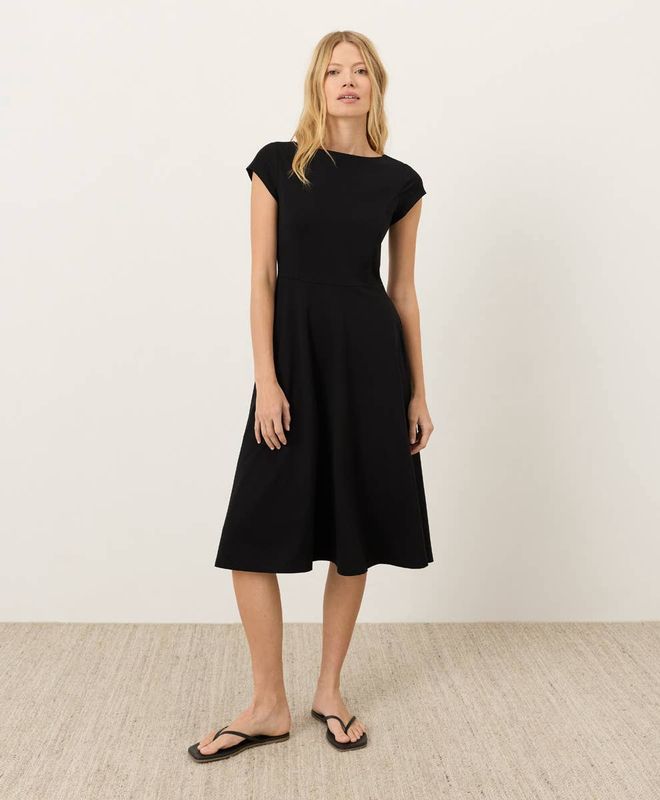 Pact Women's Fit &amp; Flare Ballet Neck Dress