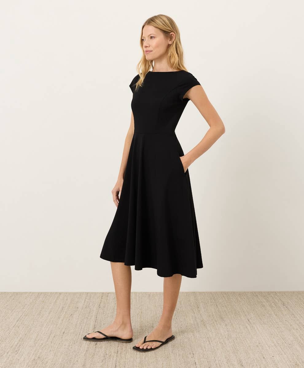 Pact Women's Fit &amp; Flare Ballet Neck Dress