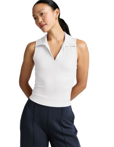 Beyond Yoga Sport Active Polo Tank, Colour: white wht, Size: XS