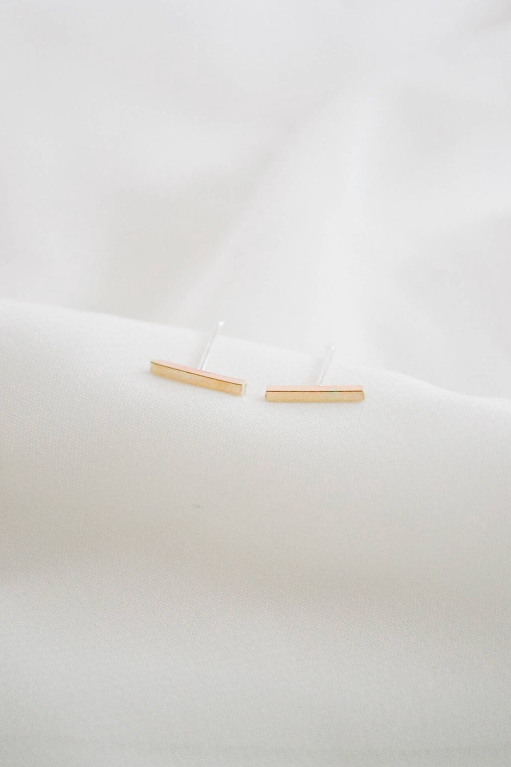 Heritage and Bloom Rectangle Bar Stud Earrings, Material: 14k Gold Fill