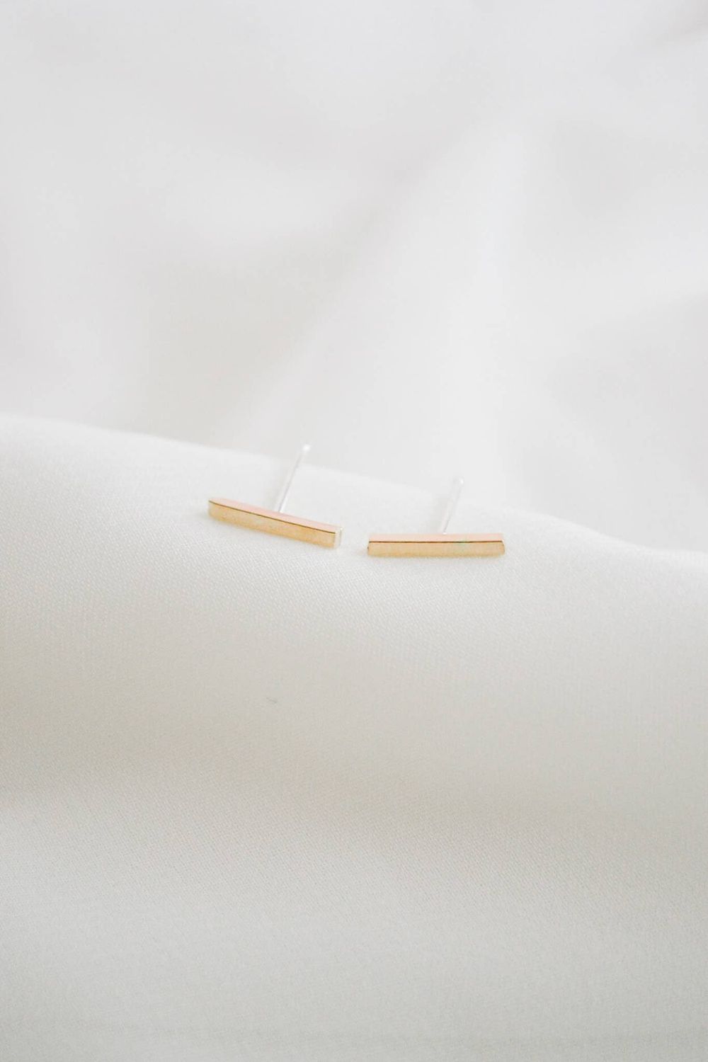 Heritage &amp; Bloom Rectangle Bar Stud Earrings, Material: 14k Gold Fill