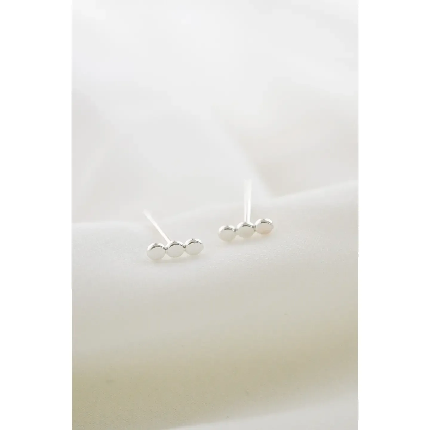 Heritage &amp; Bloom Dotted Bar Stud Earrings, Material: Sterling Silver