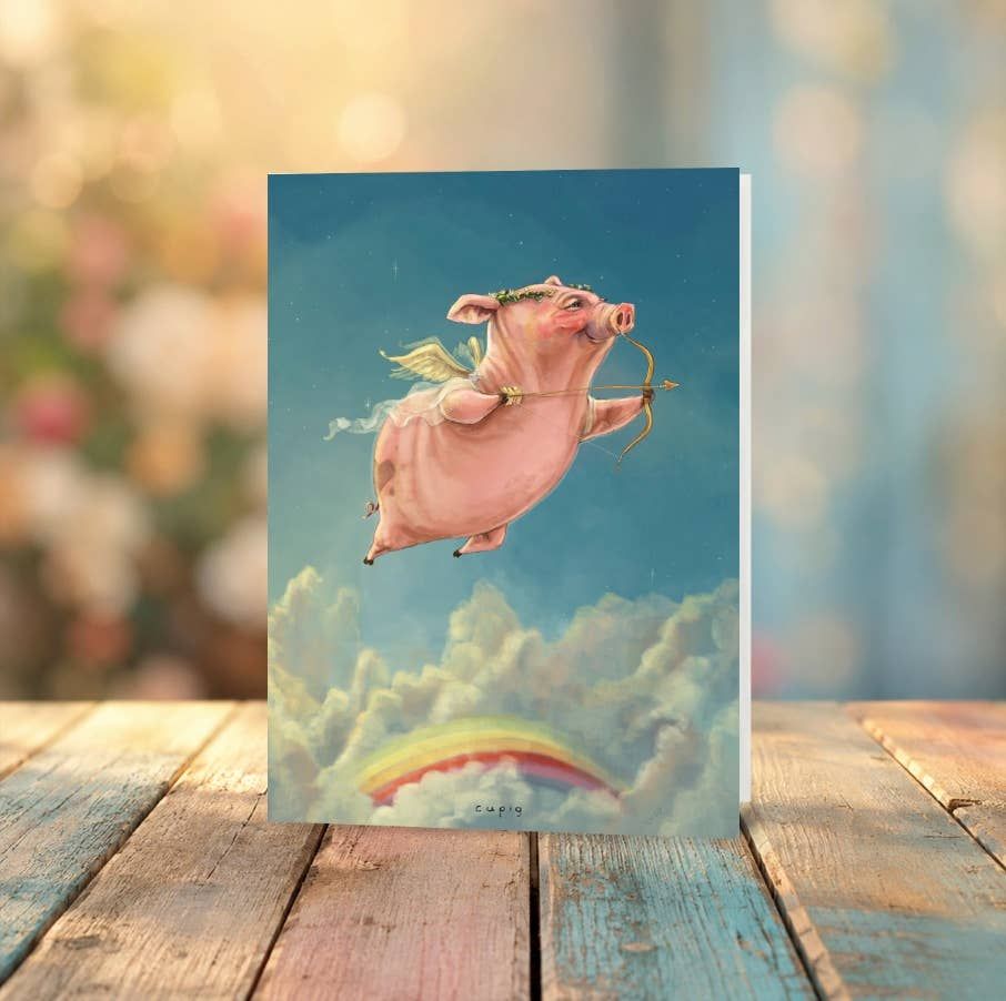 Mark Ludy Art Books &amp; Games Cupig Greeting Card