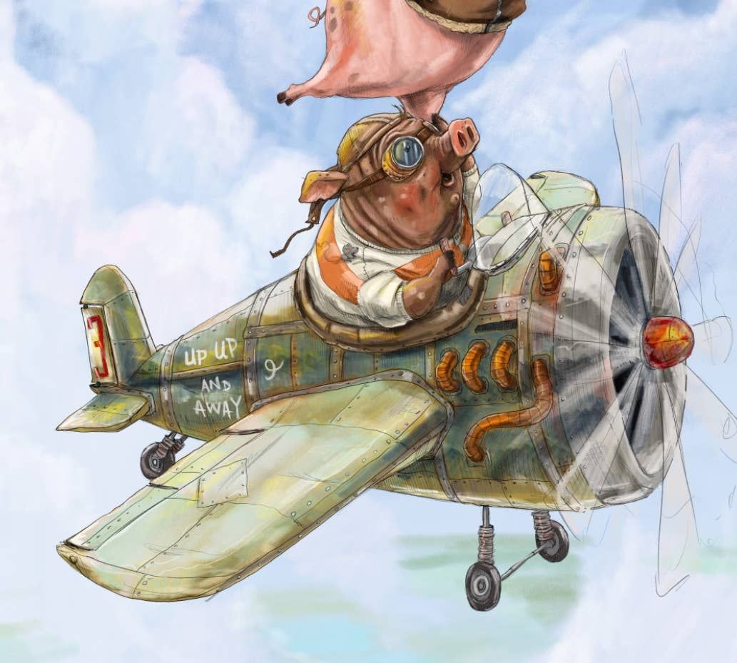 Mark Ludy Art Books &amp; Games When Pigs Fly Greeting Card