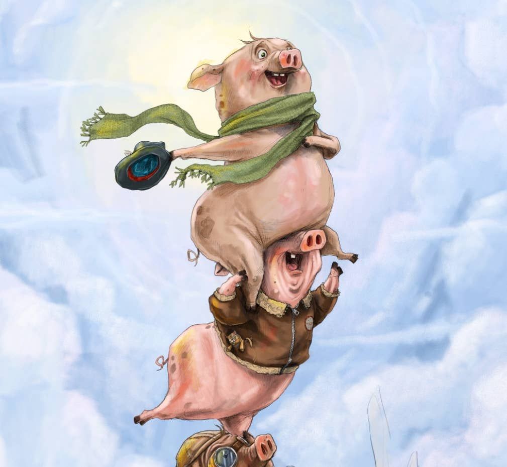 Mark Ludy Art Books &amp; Games When Pigs Fly Greeting Card