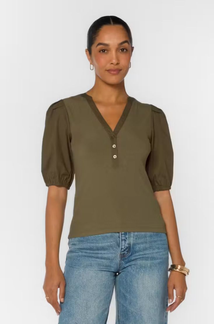 Velvet Heart Kansas Short Sleeve Blouse, Colour: Deep Olive, Size: XS