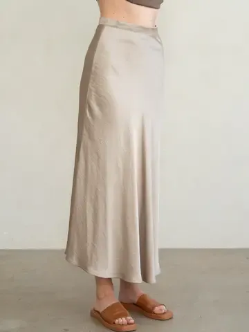 Elle Grey Silky Maxi Skirt