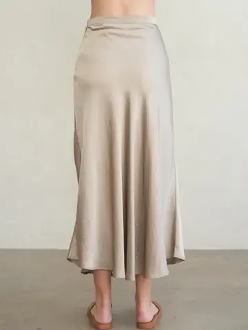 Elle Grey Silky Maxi Skirt
