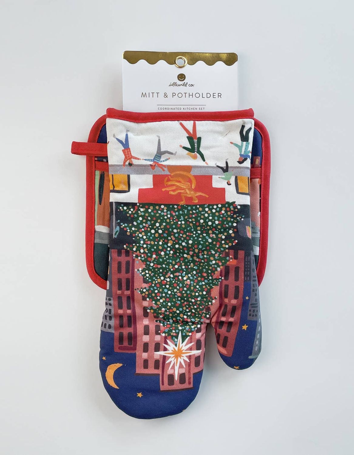 Holiday Cotton Oven Mitt + Potholder Set | Rockefeller Tree