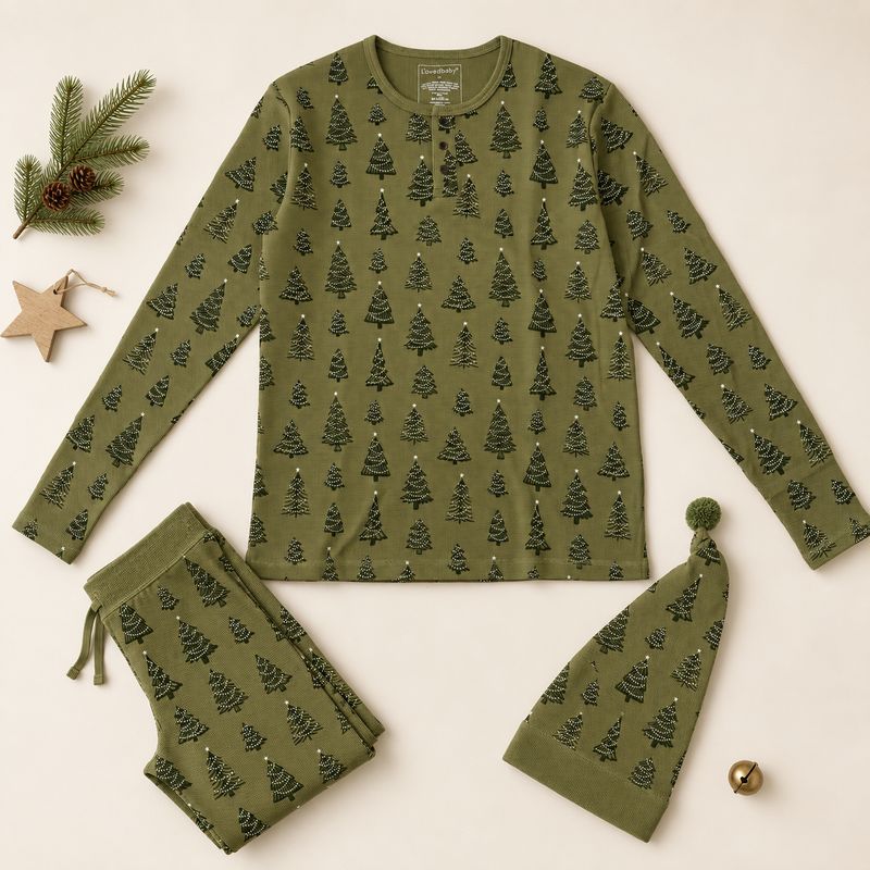 L'ovedbaby Men's Holiday Thermal PJ &amp; Cap Set