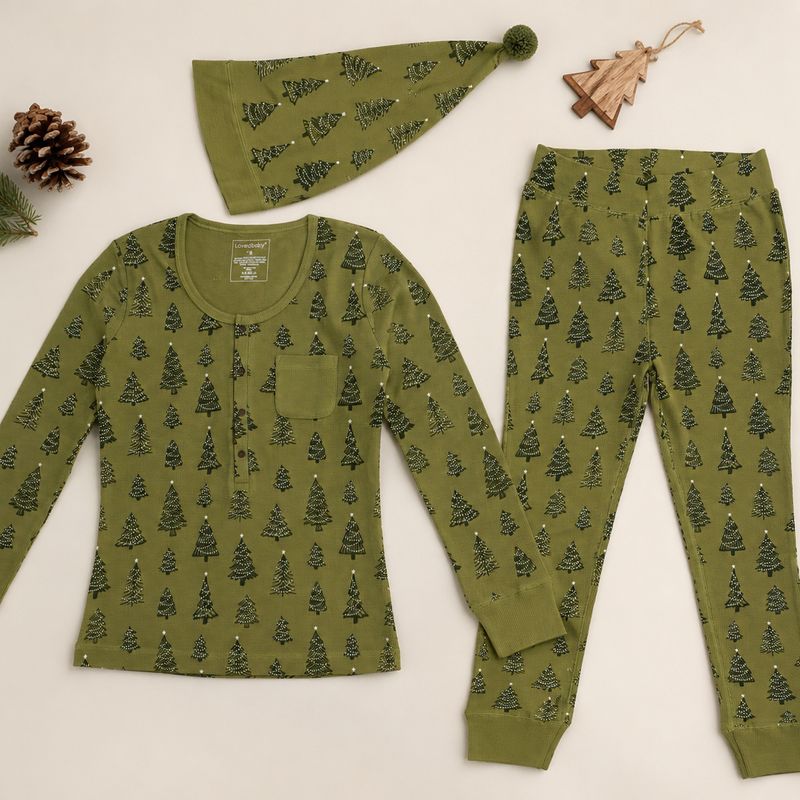 L'ovedbaby Women's Holiday Thermal PJ &amp; Cap Set