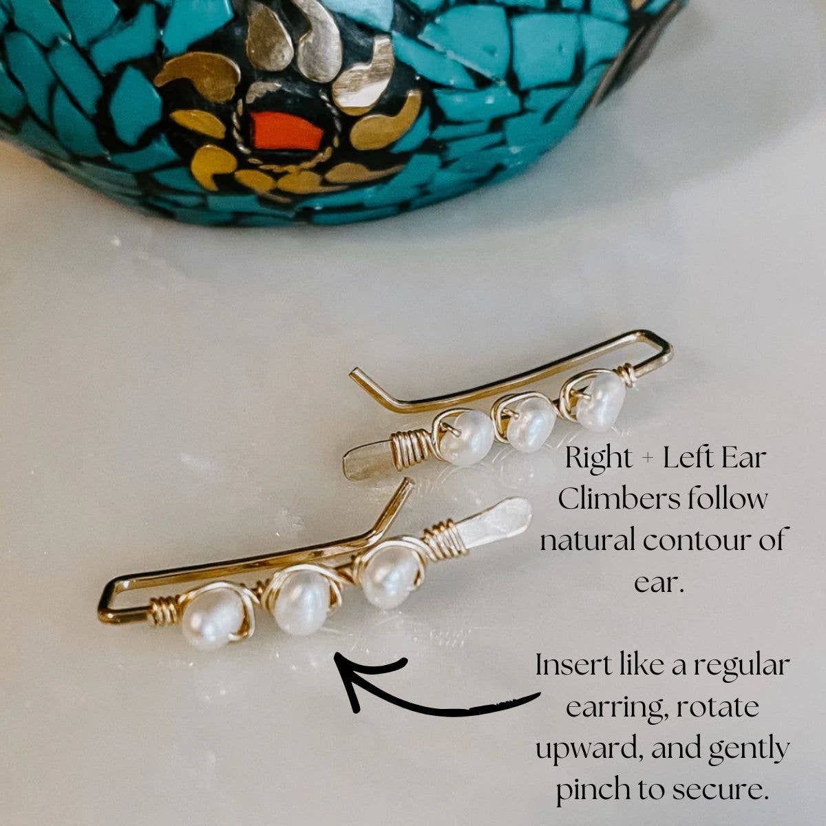Derive Jewelry Pearl Ear Climbers