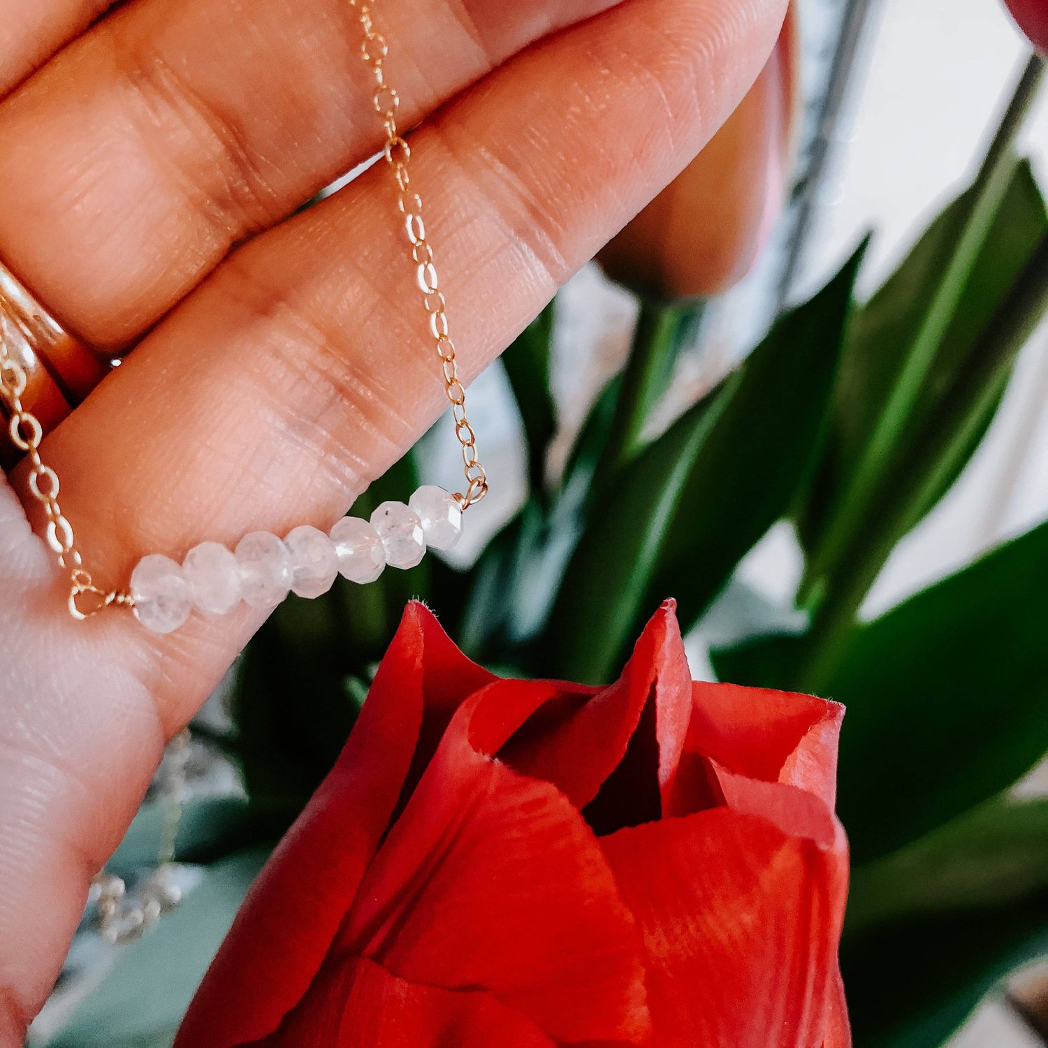 Derive Jewelry Dainty Moonstone Necklace