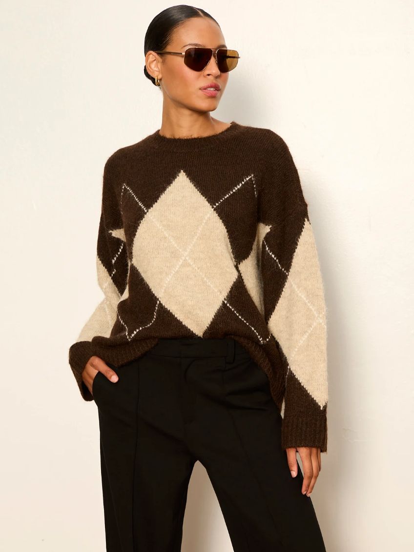 Sanctuary Argyle Crew Sweater